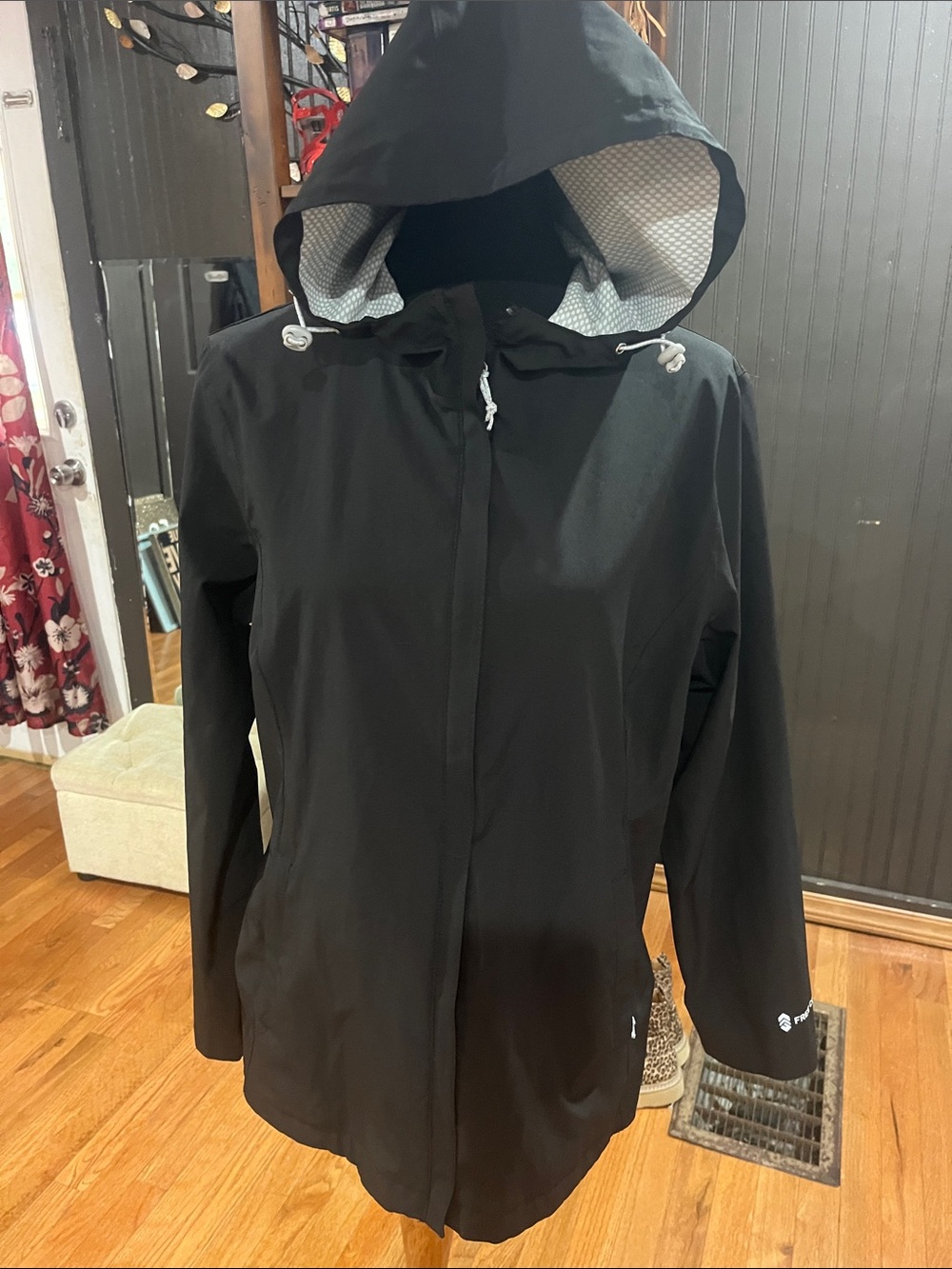 Free Country Black Hooded Trench Coat